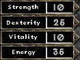 Sorceress starting stats